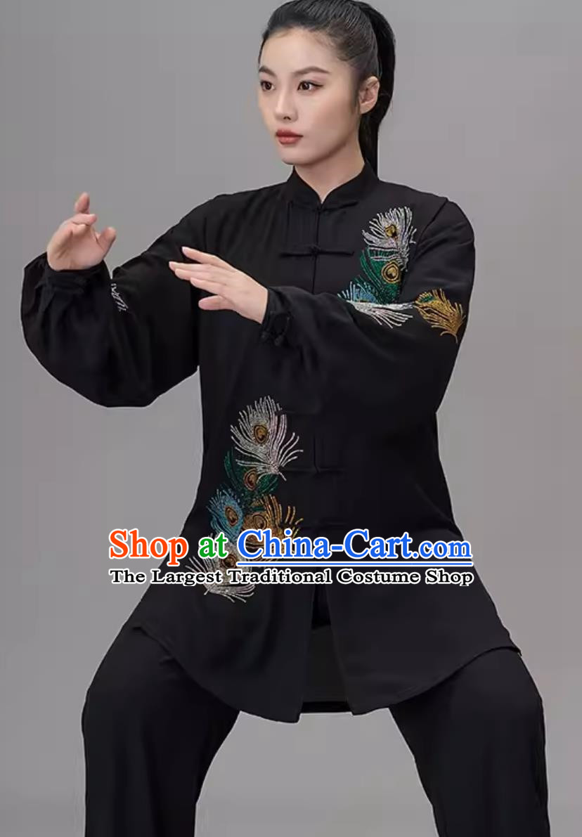Hot Diamond Phoenix Tail Competition Uniform For Performance And Practice Chinese Style Baduanjin Martial Arts Uniform