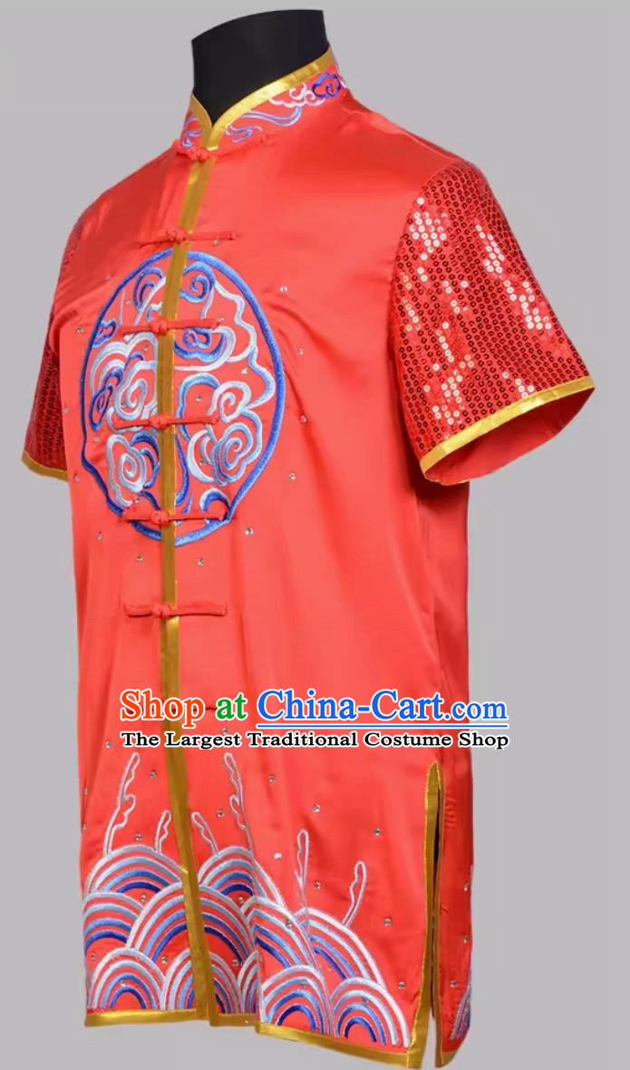 Red Chinese Martial Arts Uniform Embroidered Lion Martial Arts Uniform