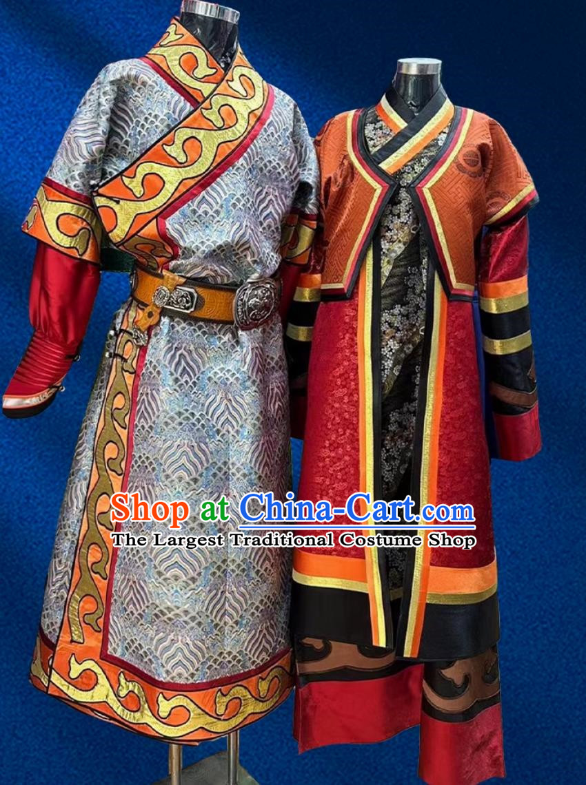 Couple Mongolian Robes Photo Shoot Ethnic Characteristics Performance Costumes Wedding Groom And Bride Clothing
