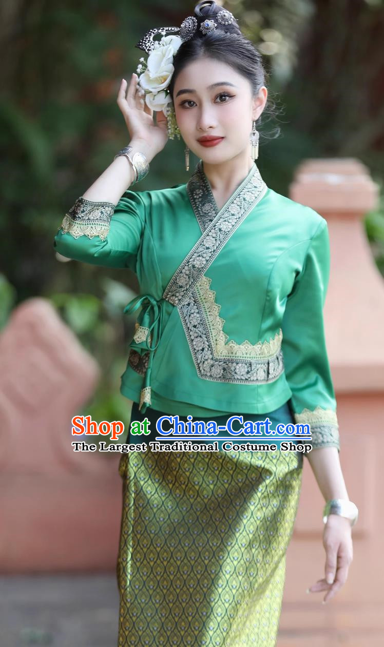 Dai Ethnic Costume Female Traditional Green Suit