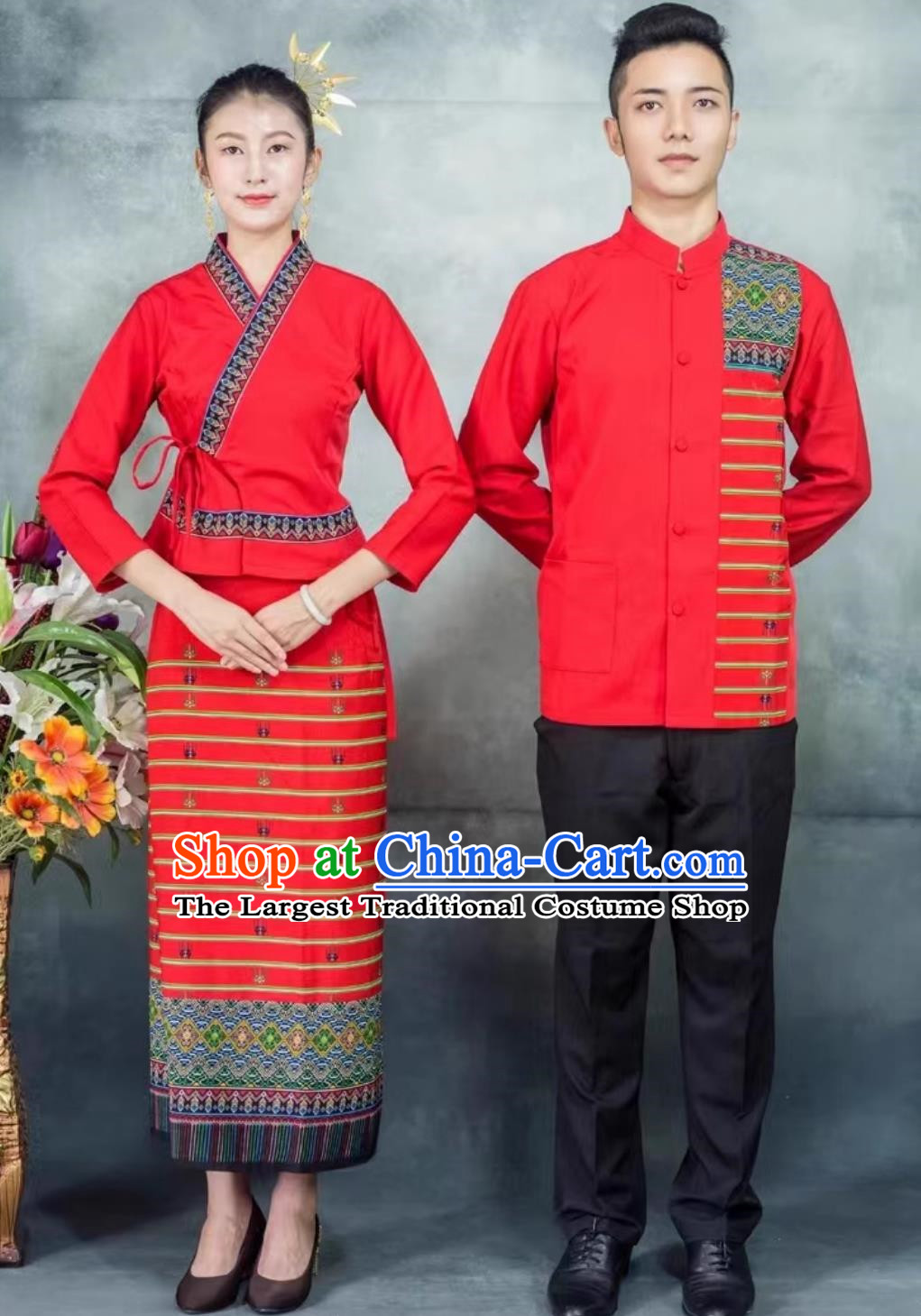 Dai Clothing For Men And Women Red Suit Restaurant Work Clothes Welcome Staff Uniforms