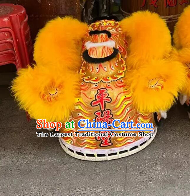 Chinese Orange Fur Dance Lion Professional Dancing Lion Handmade Woolen Fut San Lion Costume Complete Set