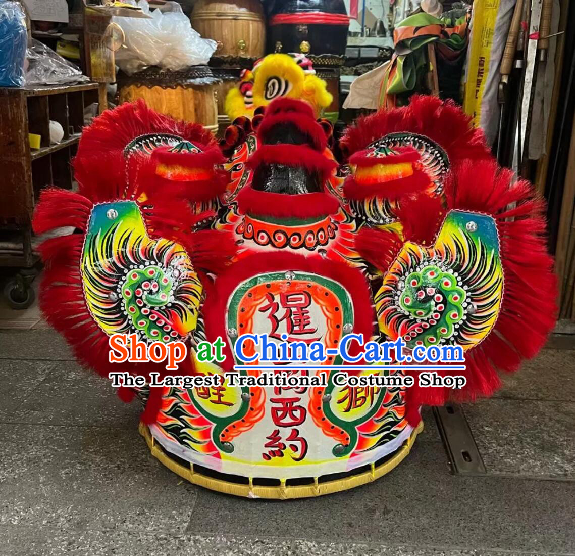 Handmade Red Wool Fut San Lion Chinese Traditional Dance Lion Professional Dancing Lion Costume Complete Set