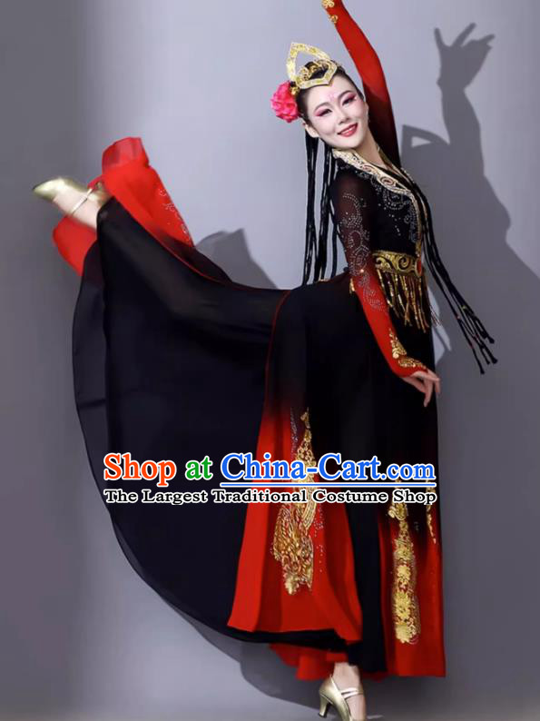 China Xinjiang Dance Costume Female Ethnic Minority Style Uyghur Art Examination Performance Dress Performance Long Skirt