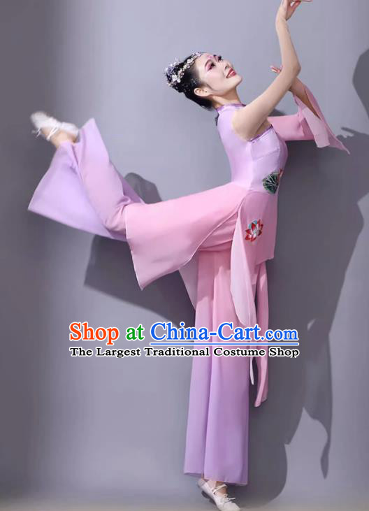 Classical Dance Performance Attire Chinese Female Art Exam Dance Costume Jiaozhou Yangge Clothing Pink Fan Performance Outfit