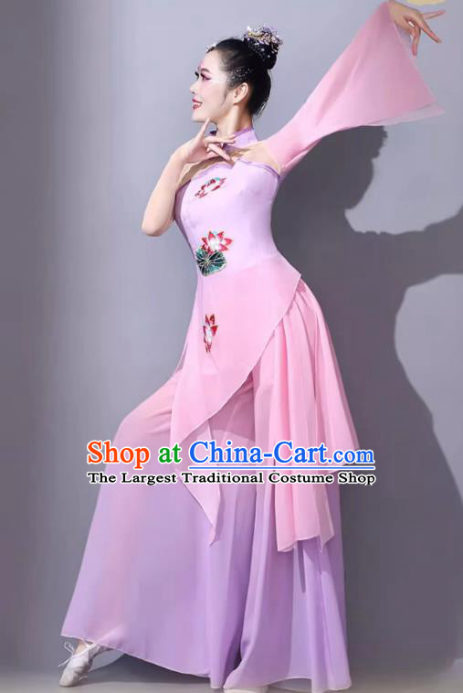 Classical Dance Performance Attire Chinese Female Art Exam Dance Costume Jiaozhou Yangge Clothing Pink Fan Performance Outfit