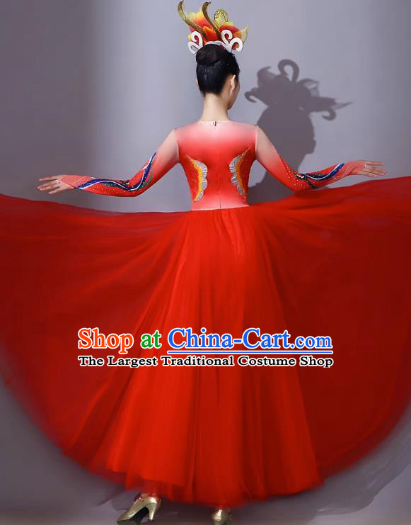 Opening Dance Dress Women Elegant Dance Attire Grand And Glorious Chinese Dream Red Dance Clothing