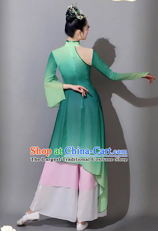 Classical Dance Performance Costume For Women Lotus Song Yangko Dance Clothing Chinese Fan Dance Umbrella Dance Green Outfit