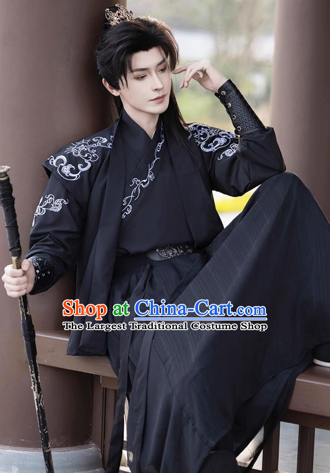 China Ancient Superhero Black Outfit Chinese Ancient Clothing Traditional Ming Dynasty Swordsman Costumes