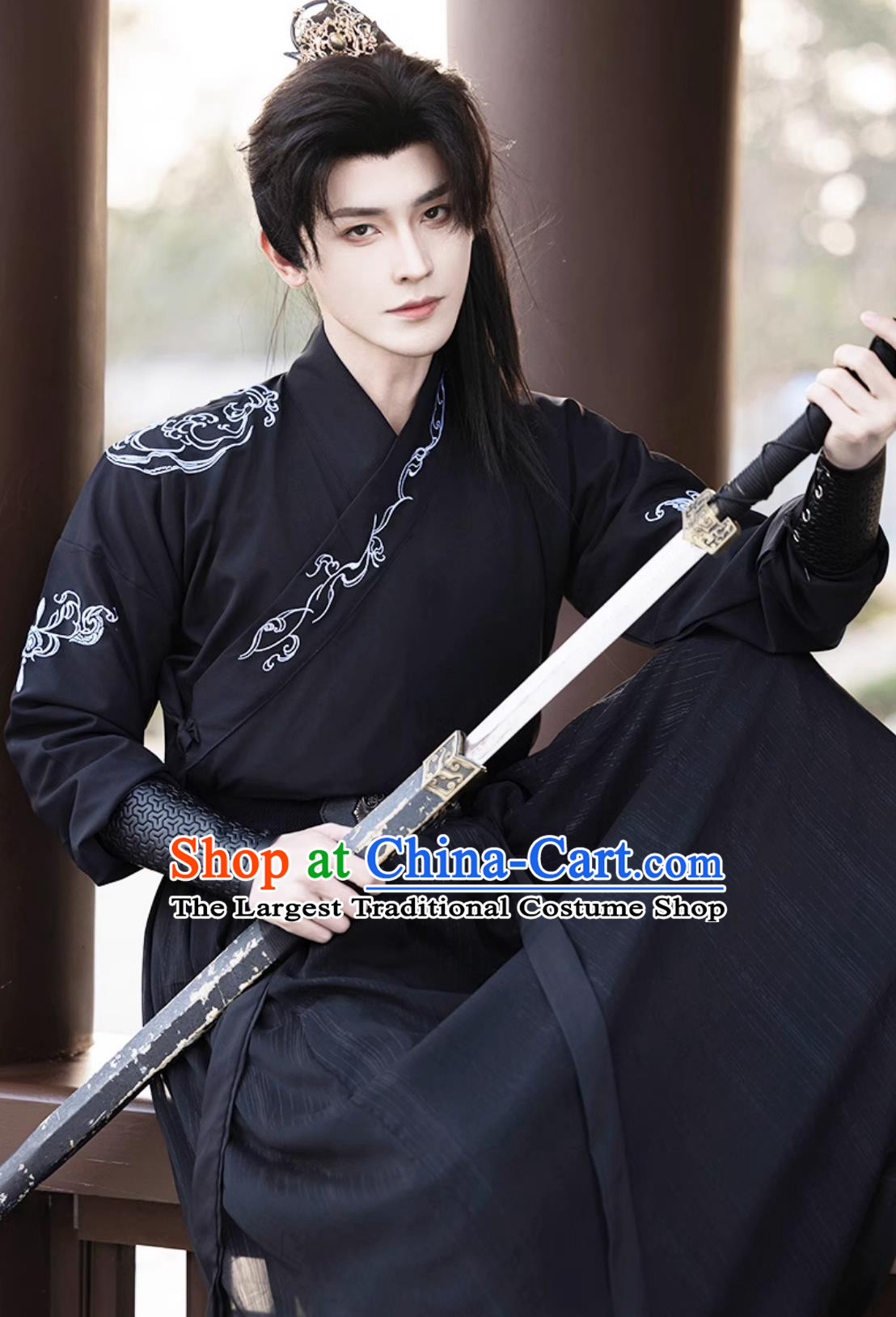 China Ancient Superhero Black Outfit Chinese Ancient Clothing Traditional Ming Dynasty Swordsman Costumes