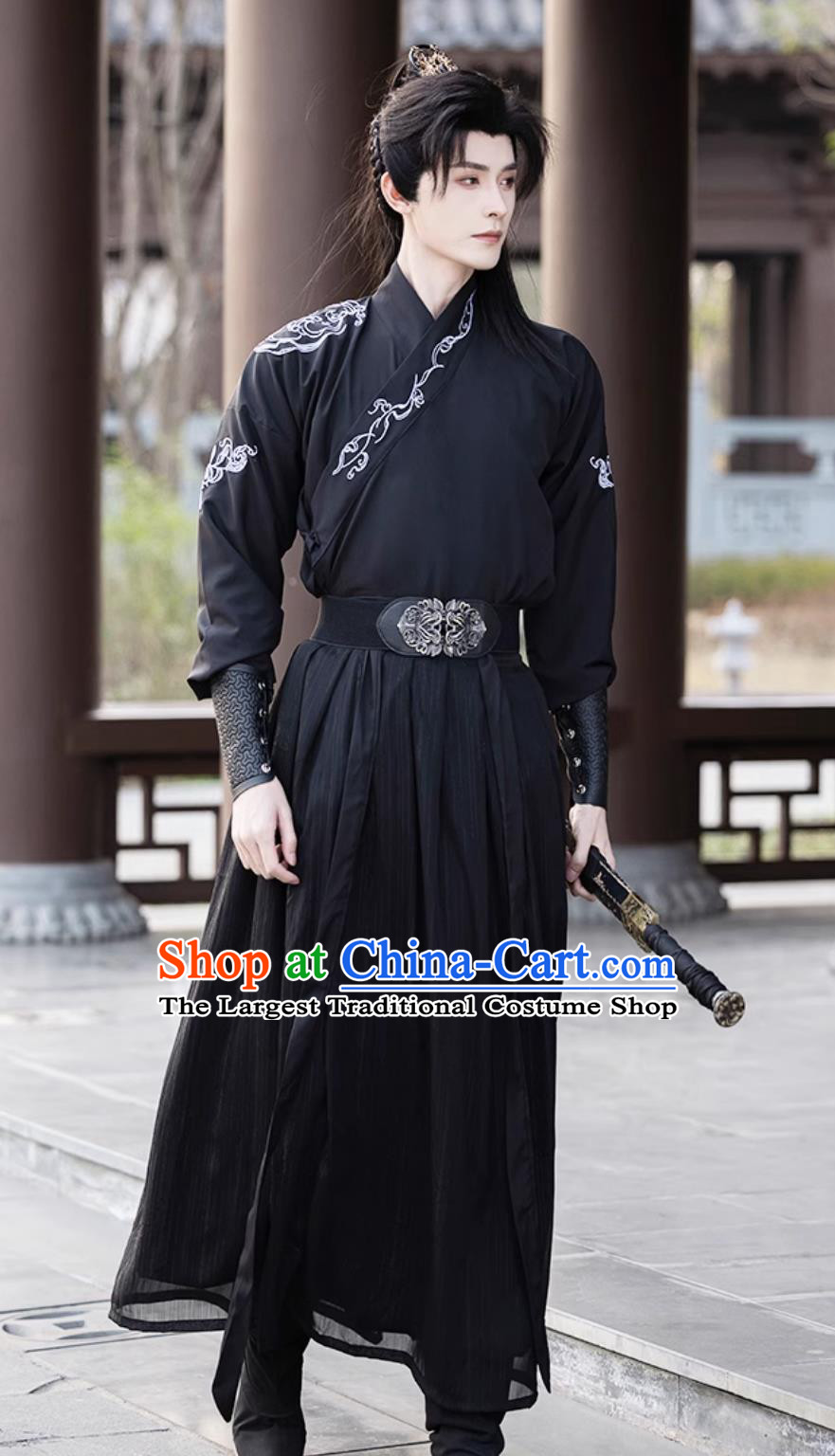China Ancient Superhero Black Outfit Chinese Ancient Clothing Traditional Ming Dynasty Swordsman Costumes
