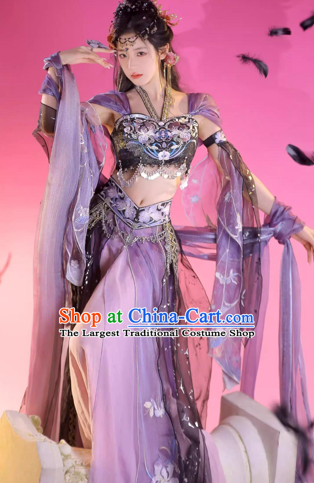 Chinese Ancient Dance Lady Garment Costumes Western Regions Princess Purple Dress Hanfu Online Shop