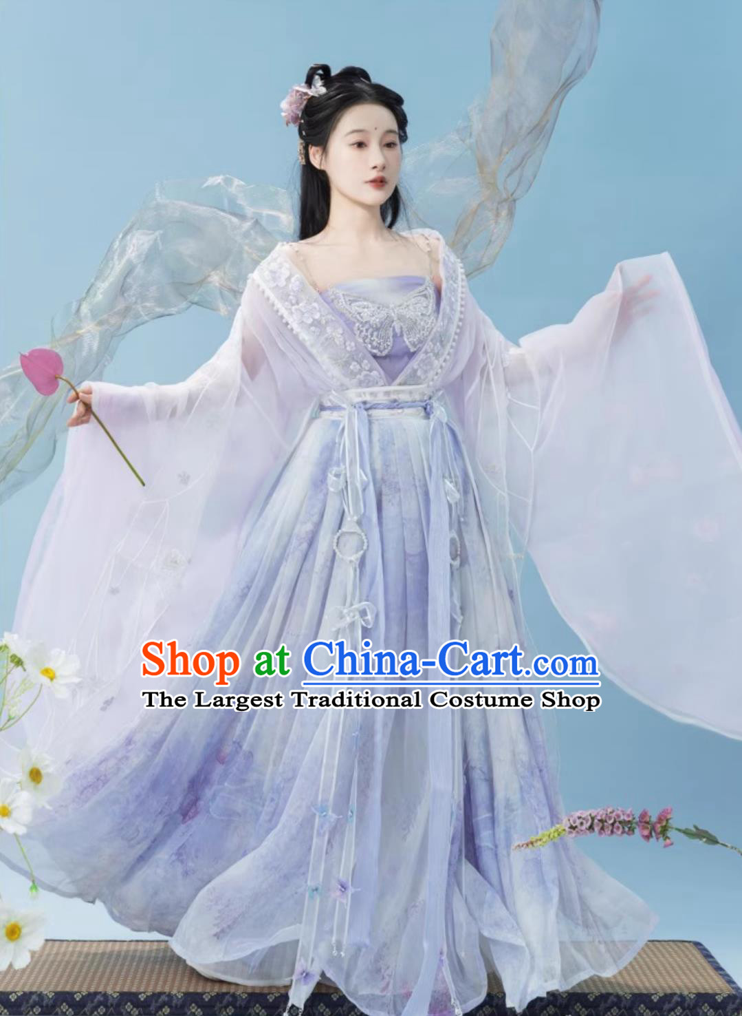 Chinese Wei Jin Southern and Northern Dynasties Palace Princess Costumes Traditional Ancient Goddess Lilac Dresses Hanfu Online Shop