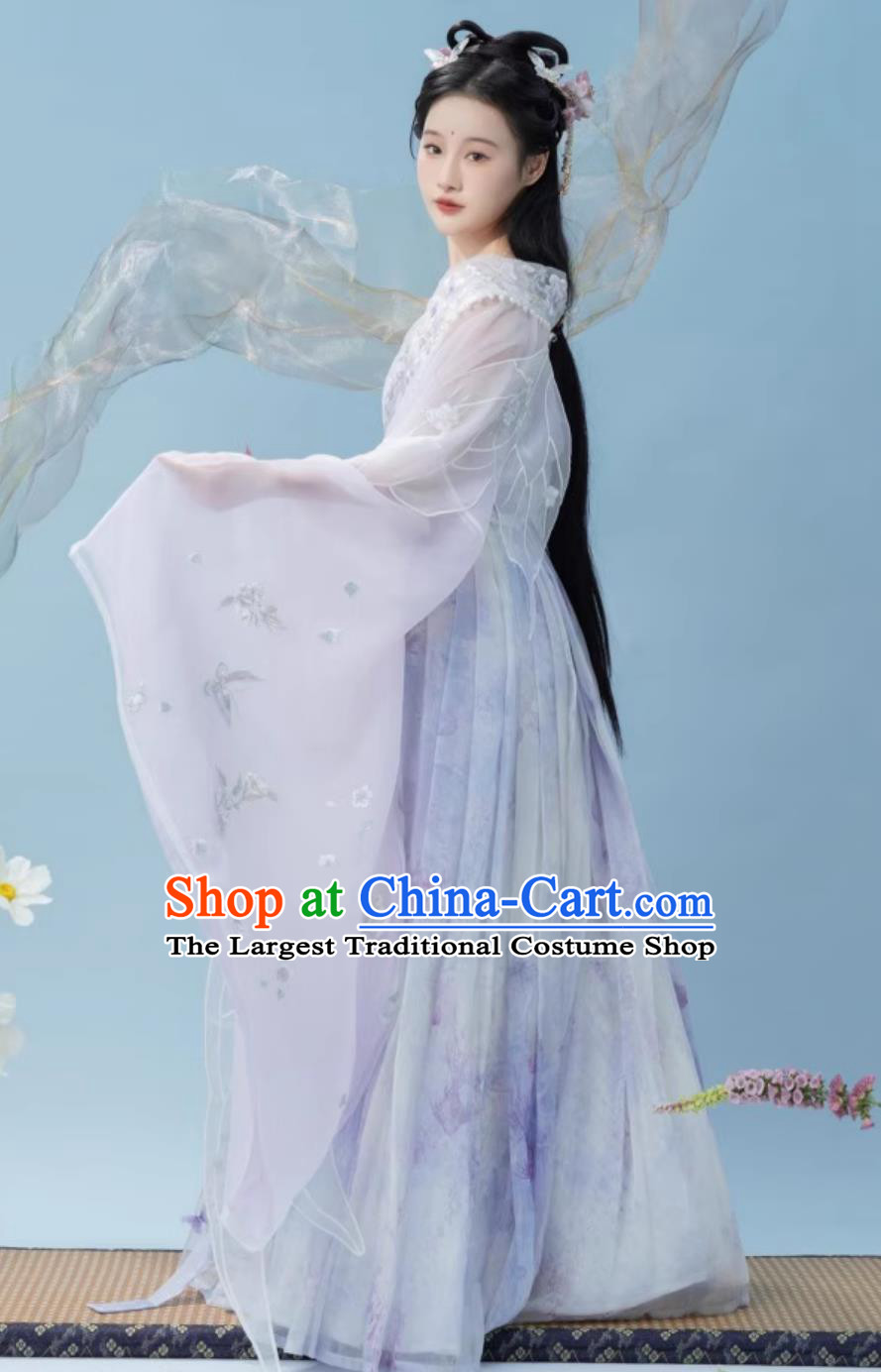Chinese Wei Jin Southern and Northern Dynasties Palace Princess Costumes Traditional Ancient Goddess Lilac Dresses Hanfu Online Shop