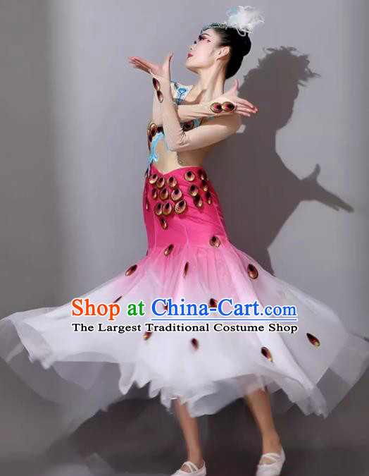 Pink Dai Ethnic Dance Costume China Yunnan Ethnic Minority Cucurbit Flute Performance Clothing Woman Peacock Dance Dress