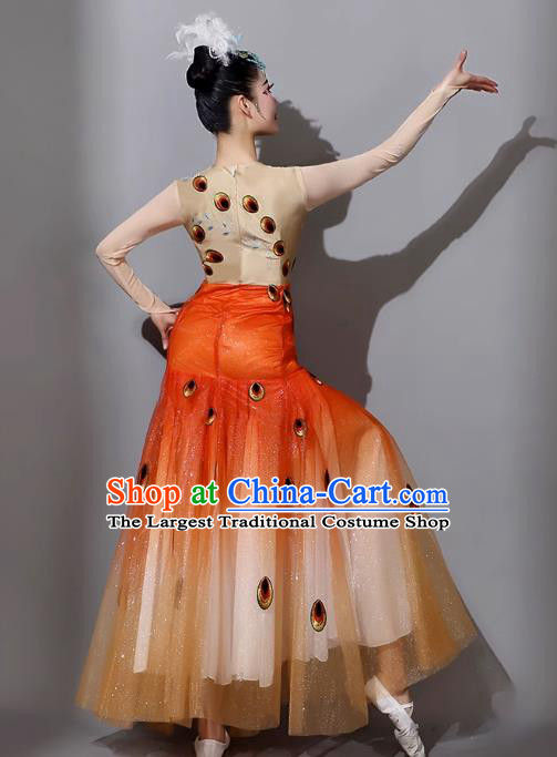 Jacinth Woman Peacock Dance Dress Dai Ethnic Dance Costume China Yunnan Ethnic Minority Cucurbit Flute Performance Clothing