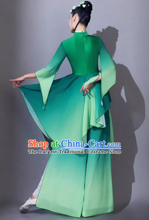 Classical Dance Fan Dance Green Outfit Jiaozhou Yangge Performance Costume Female Chinese Umbrella Dance Art Examination Clothing