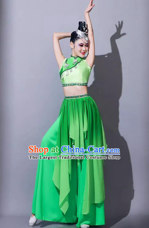Classical Dance Performance Costume Jiaozhou Yangko Green Outfit Fan Dance Art Exam Dance Clothing Umbrella Dance Attire