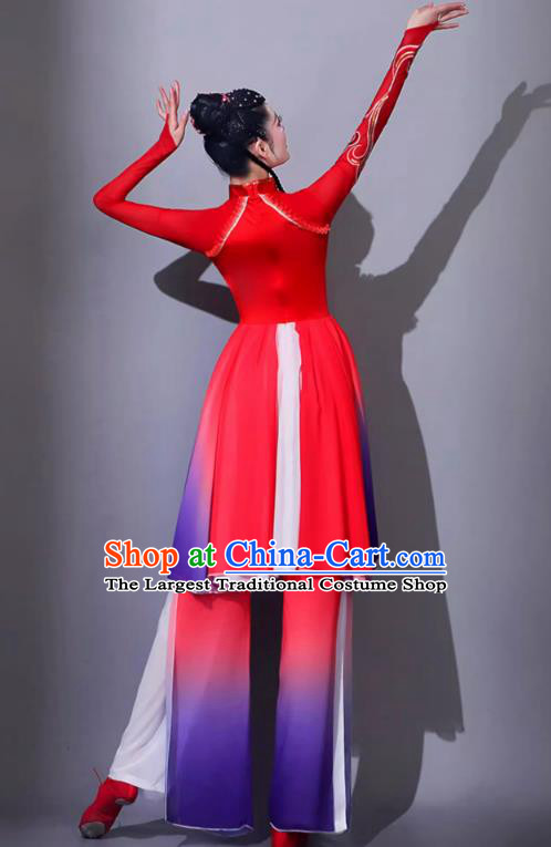 Chinese Jiaozhou Yangge Performance Costume Umbrella Dance Art Examination Clothing Female Classical Dance Fan Dance Red Outfit
