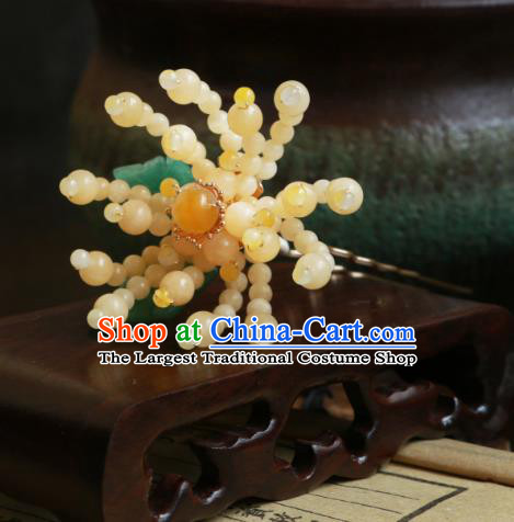 Handmade Qipao Beads Hairpin China Hanfu Hair Jewelry Ancient Song Dynasty Young Lady Headpiece