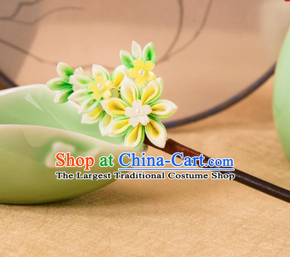 Handmade Qipao Ebony Hairpin China Hanfu Hair Jewelry Ancient Young Lady Flower Headpiece
