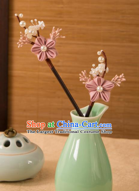 Handmade Plum Blossom Hairpin China Hanfu Hair Jewelry Ancient Ming Dynasty Princess Headpiece