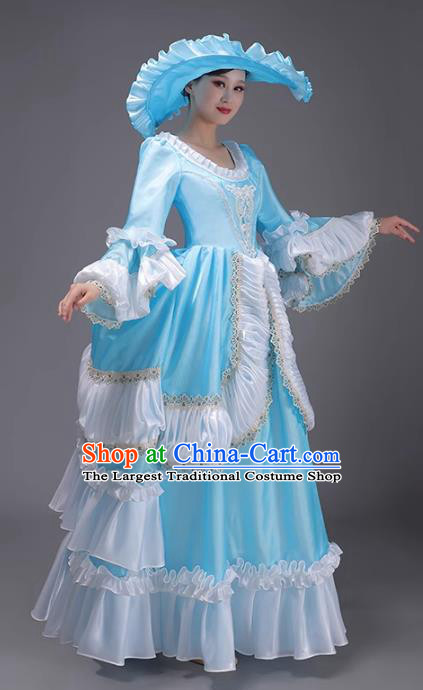 European Court Garment French Medieval Rococo Retro Style Princess Costume Drama Ladies Long Dress