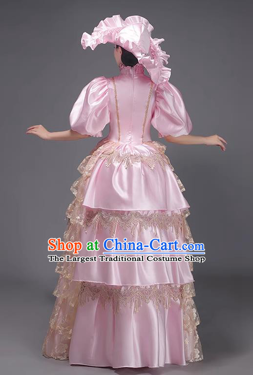 Baroque Stage Play Garment Pink European Court Dress British Retro Costume Medieval Aristocratic Princess Clothing