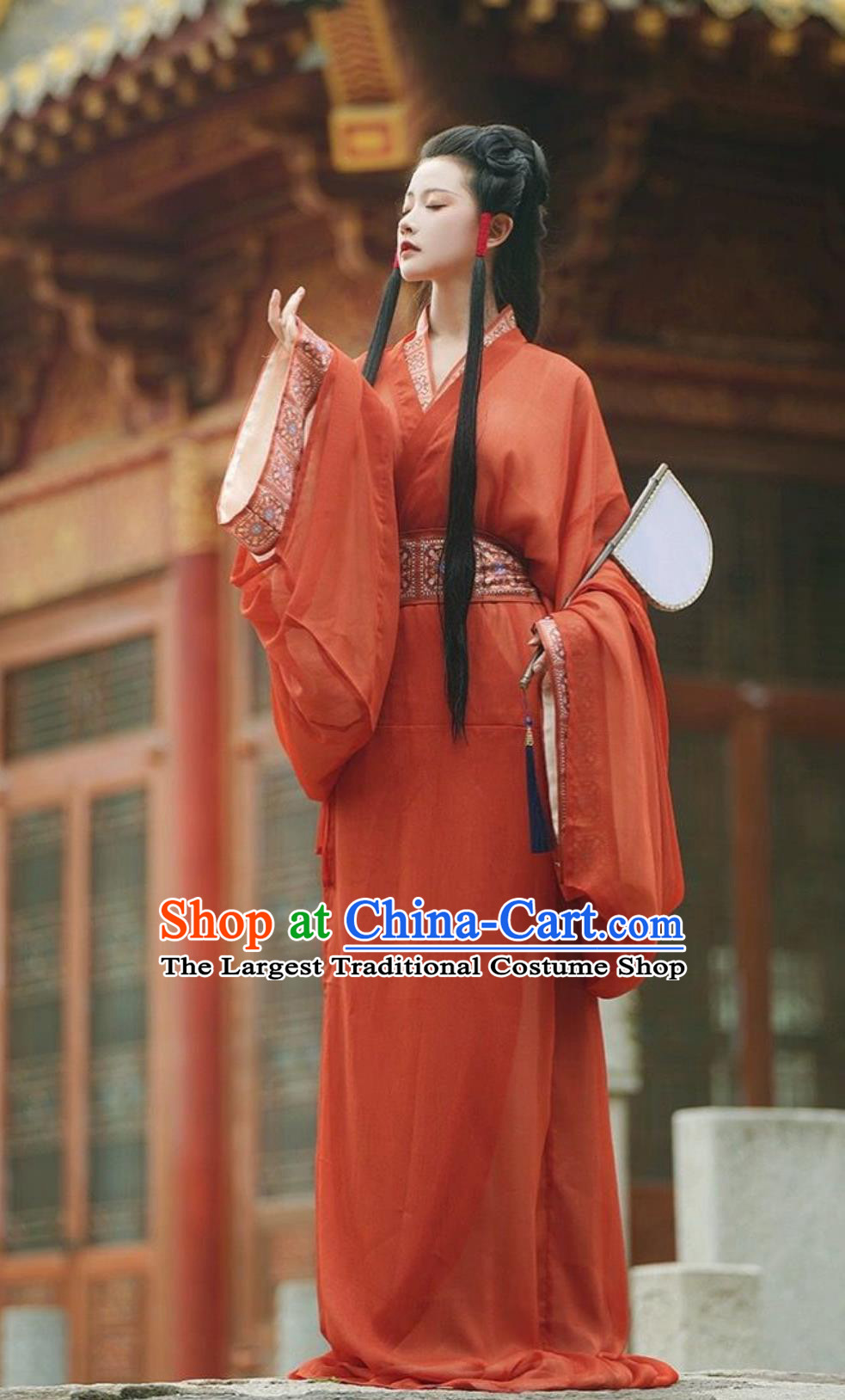 Online Buy Traditional Hanfu Female Clothing Ancient Chinese Warring States Time Princess Costumes Red Robe