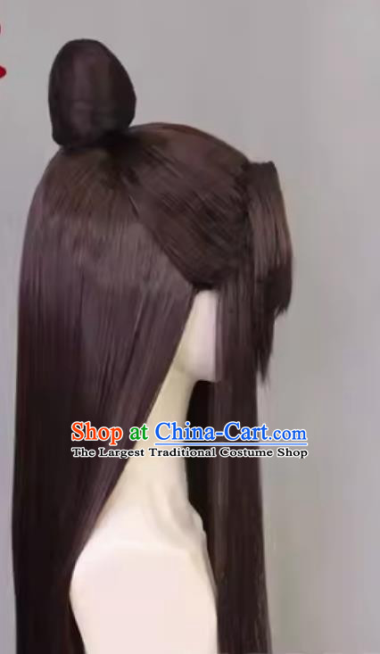 Code Name Yuan Chen Deng Wig Cosplay Brown Black Mixed Color Hairpiece Ancient Chinese Hero Headdress