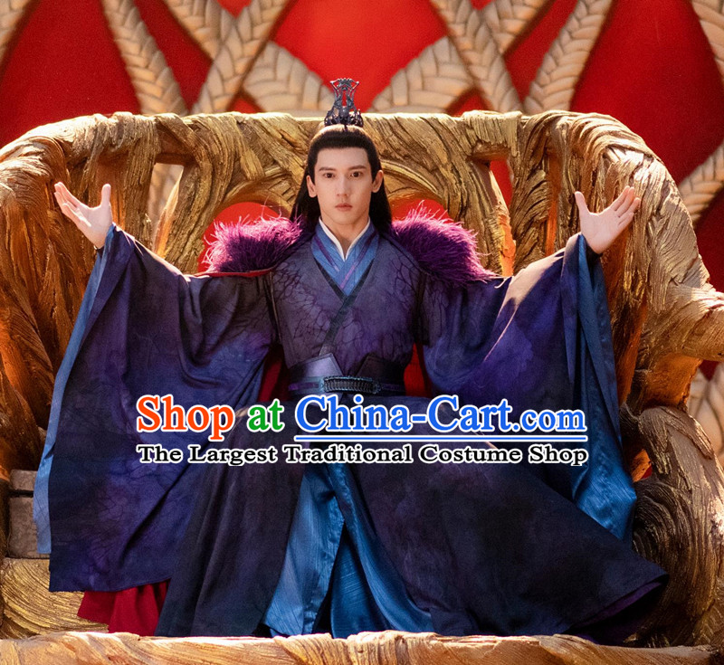 China TV Series Back From The Brink Prince Chang Lan Purple Costumes Ancient Chinese Royal King Clothing
