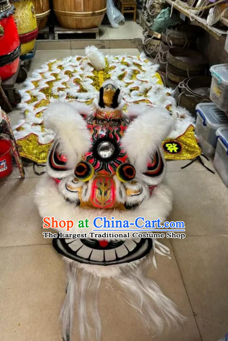 China Hok San Dancing Lion Traditional Handmade White Wool Lion Costume Chinese Lion Dance Equipment Online Buy