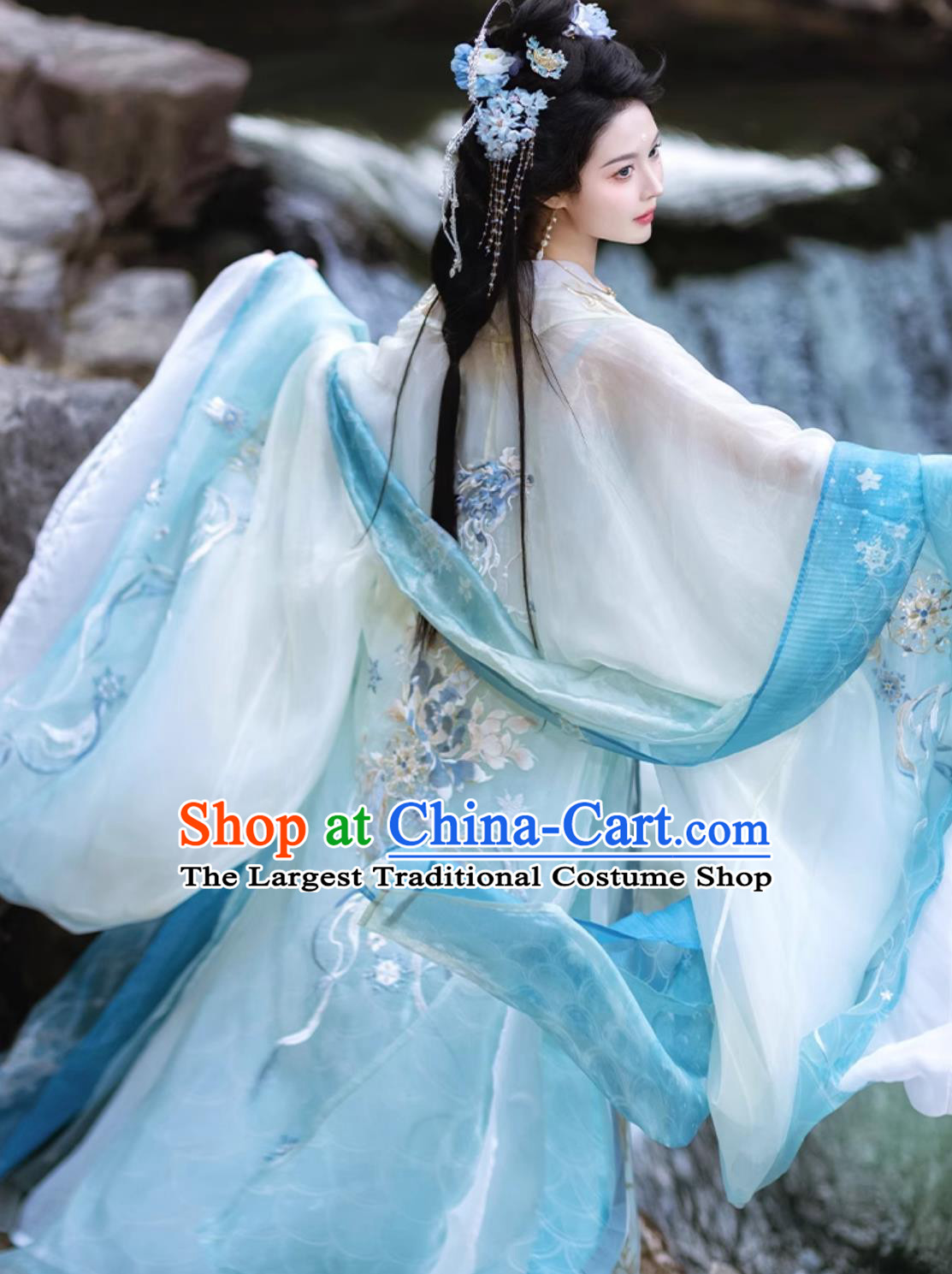 Ancient Chinese Goddess Clothing Traditional Tang Dynasty Princess Costumes Online Buy Hanfu Blue Dresses