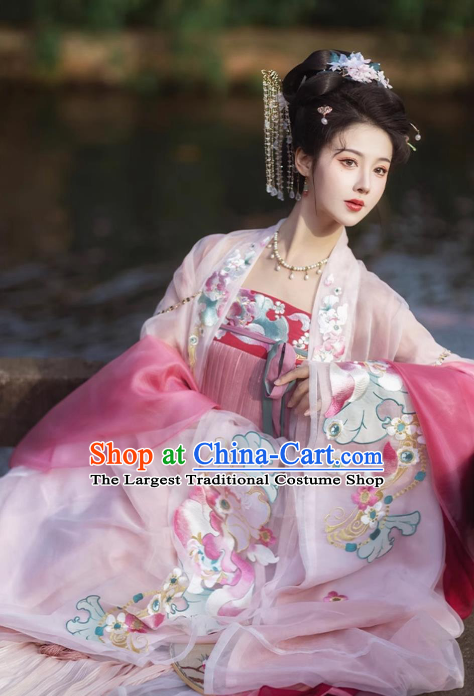 Chinese Tang Dynasty Court Woman Clothing Traditional Hanfu Ru Qun Ancient China Princess Embroidered Costumes Complete Set