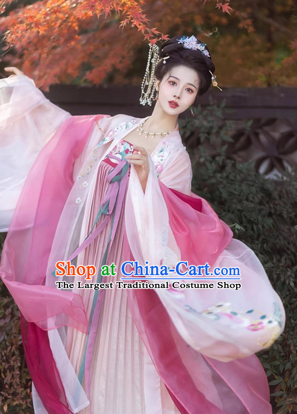 Chinese Tang Dynasty Court Woman Clothing Traditional Hanfu Ru Qun Ancient China Princess Embroidered Costumes Complete Set