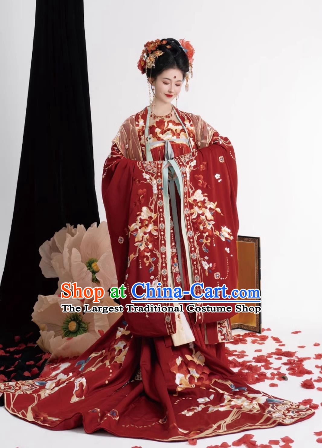 Traditional Hanfu Wedding Dresses Chinese Tang Dynasty Wedding Clothing Ancient China Bride Embroidered Costumes Complete Set