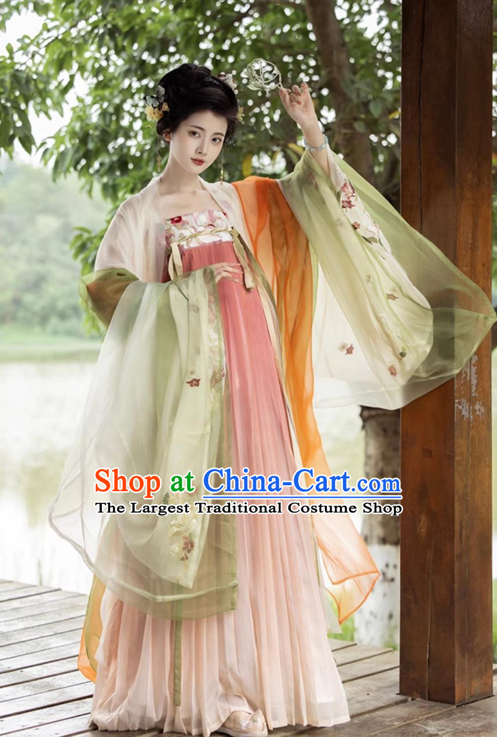 Chinese Tang Dynasty Embroidered Dresses Traditional Princess Hanfu Ancient China Woman Clothing
