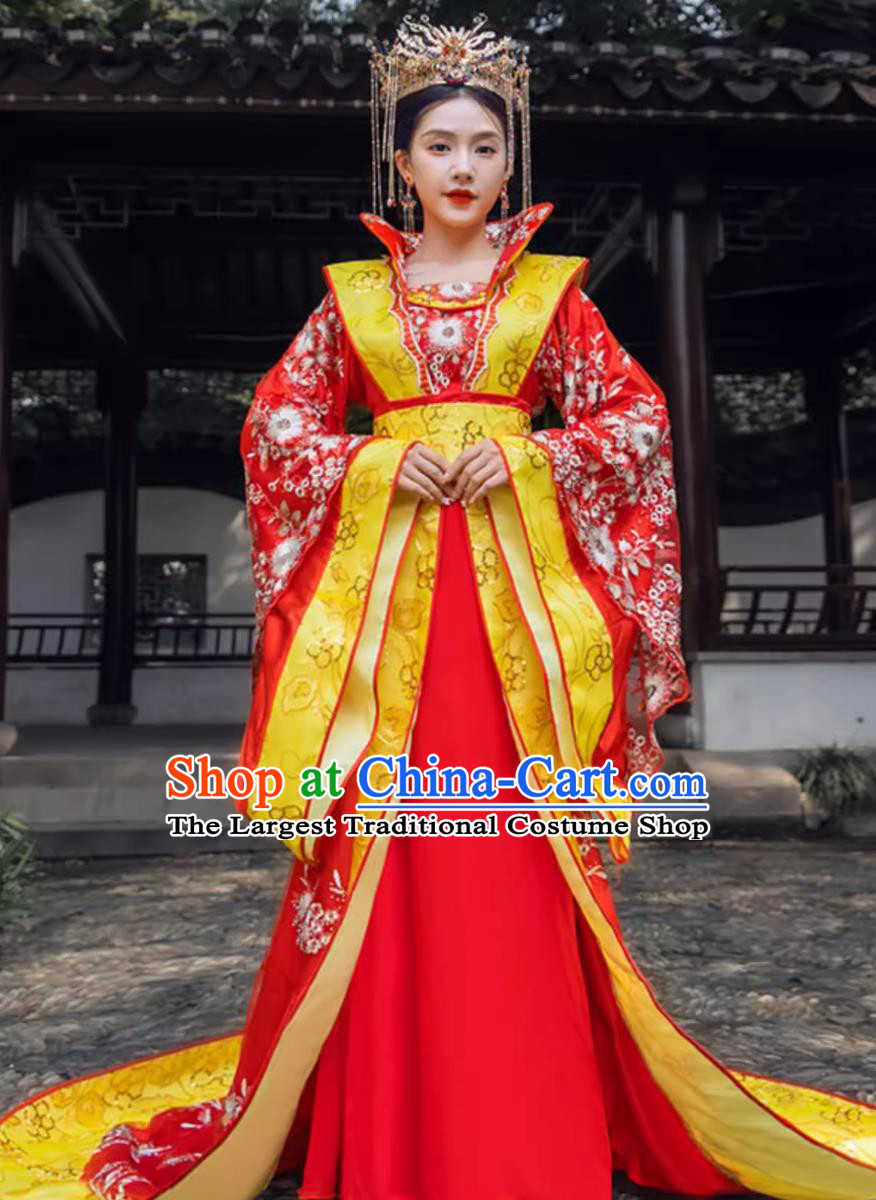 Red Tang Dynasty Imperial Consort Trailing Dress Traditional Hanfu Online Shop Ancient Chinese Empress Clothing Complete Set