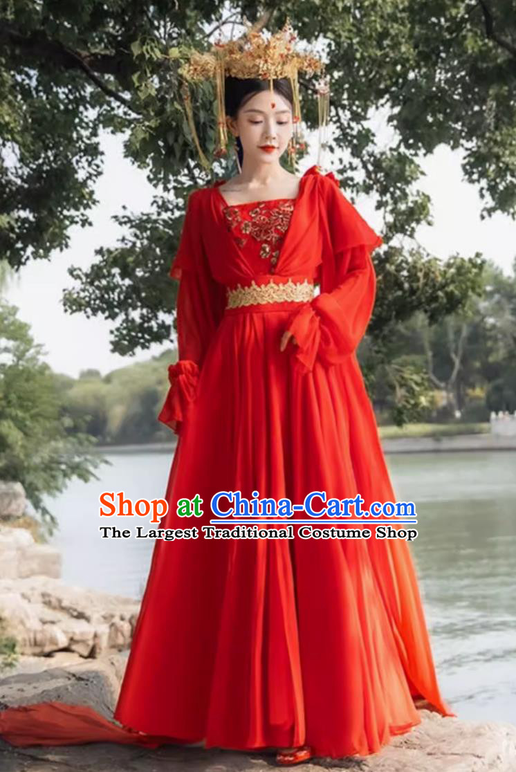 Ancient Chinese Princess Clothing Red Tang Dynasty Infanta Fairy Dress Traditional Hanfu Online Shop