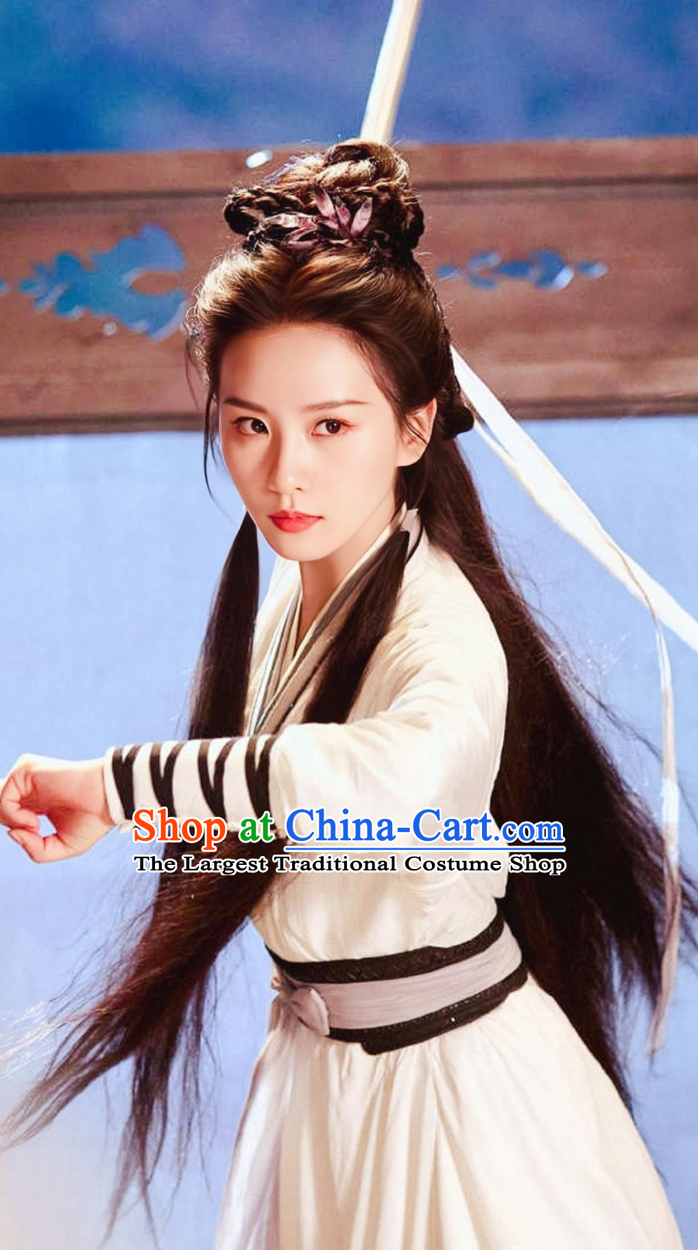 China Ancient Super Heroine Clothing 2023 TV Series A Journey To Love Swordswoman Ren Ru Yi White Dress