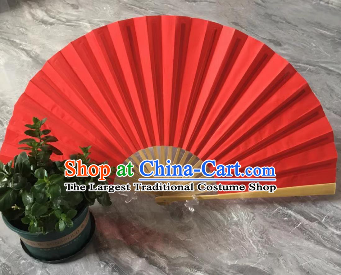 China Sichuan Opera Face Changing Bamboo Fan Handmade Double Sided Folding Fan Bian Lian Red Silk Fan
