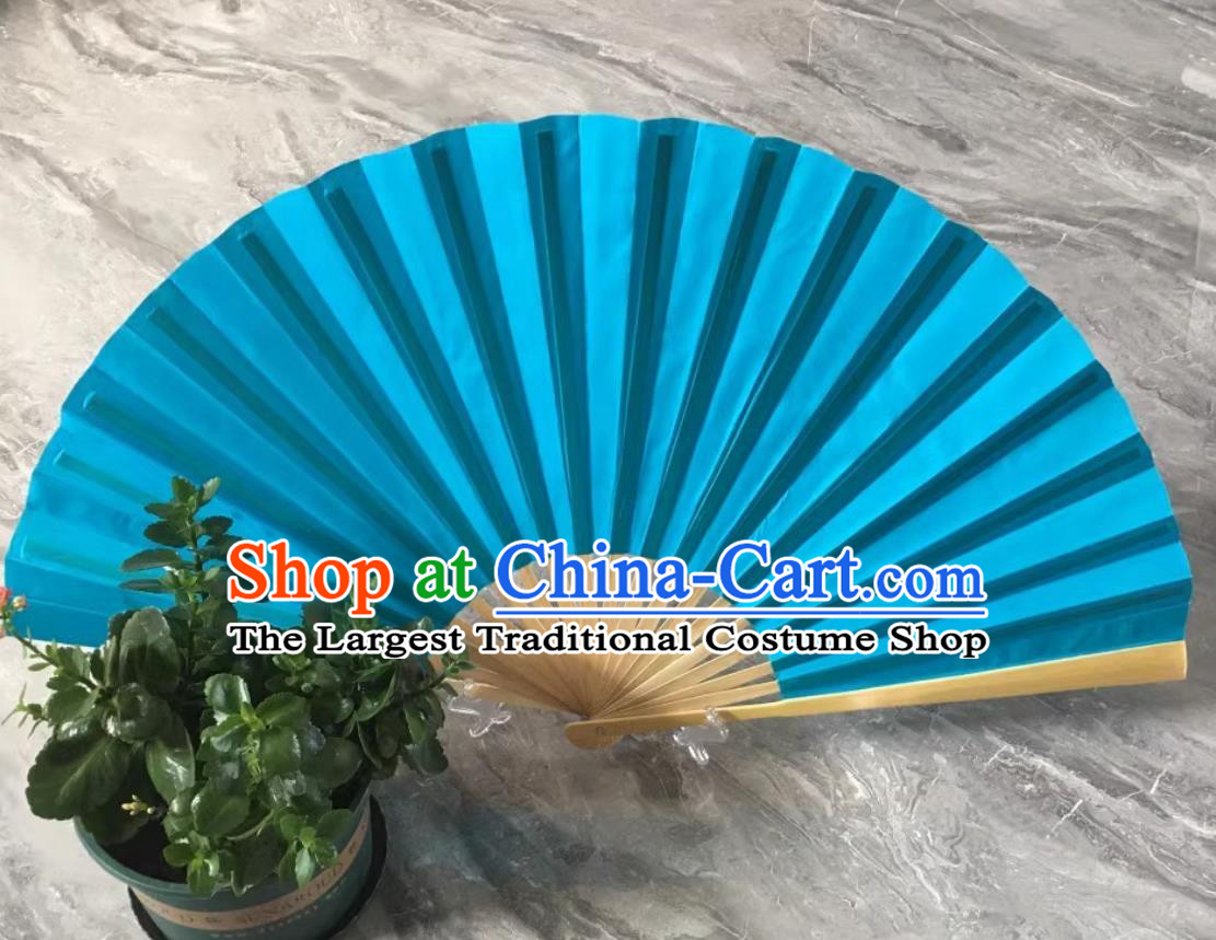 Handmade Sichuan Opera Face Changing Bamboo Fan Double Sided Folding Fan China Bian Lian Blue Silk Fan
