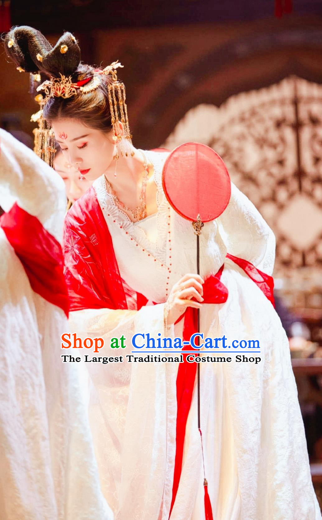Ancient China Tang Dynasty Dance Lady Costume  Wuxia TV Series A Journey To Love Ren Ru Yi White Dress