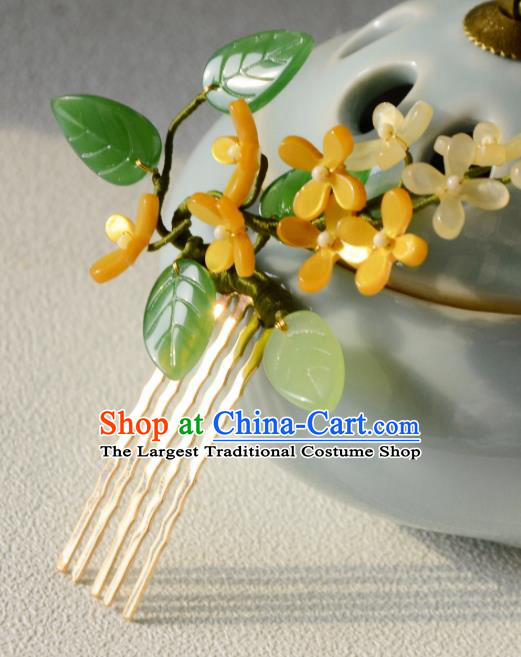 China Ancient Princess Hairpin Handmade Song Dynasty Osmanthus Hair Comb Traditional Chinese Hanfu Hair Jewelry