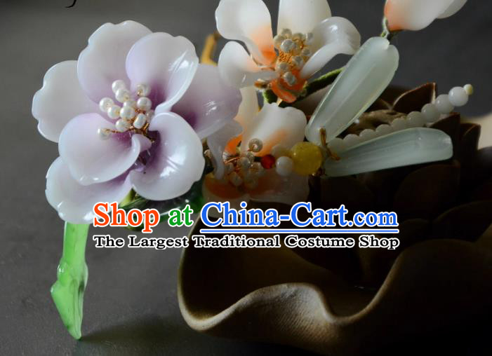 Traditional Chinese Hanfu Hair Jewelry China Ancient Princess Lilac Flower Hairpin Handmade Ming Dynasty Hair Comb