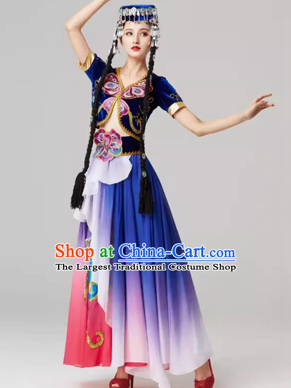 China Xinjiang Dance Clothing Uyghur Minority Performance Costume Hui Dance Dress Ethnic Style Fashion