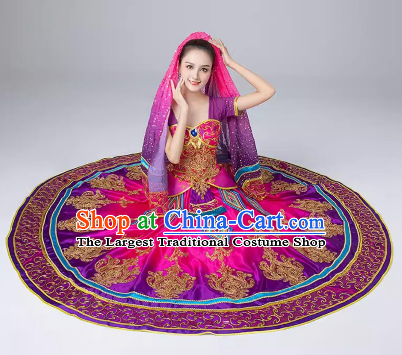 Indian Dance Performance Attire Female Exotic Dance Dress Belly Dance Costume China Xinjiang Dance Uyghur Clothing