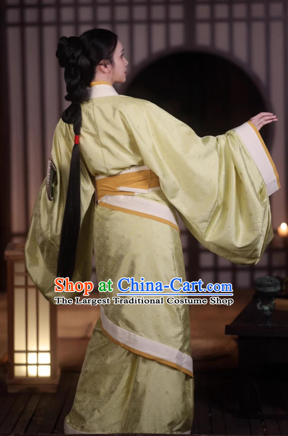 Ancient Chinese Court Woman Clothing Traditional Light Green Warring States Robe China Travel Photography Costume Women Hanfu