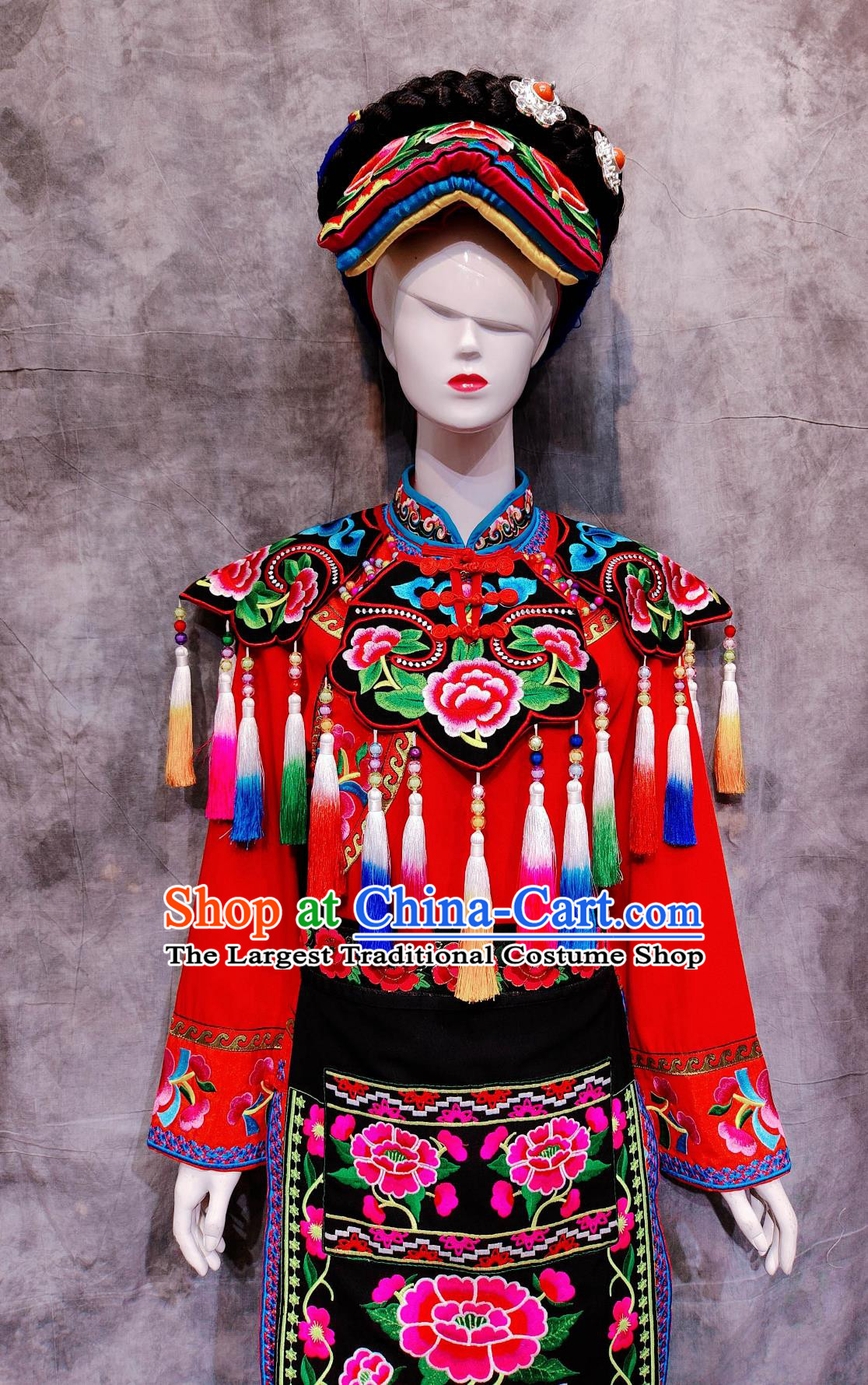 Traditional Qiang Ethnic Wedding Dress Chinese Sichuan Minorities Costume China Qiang National Minority Woman Clothing