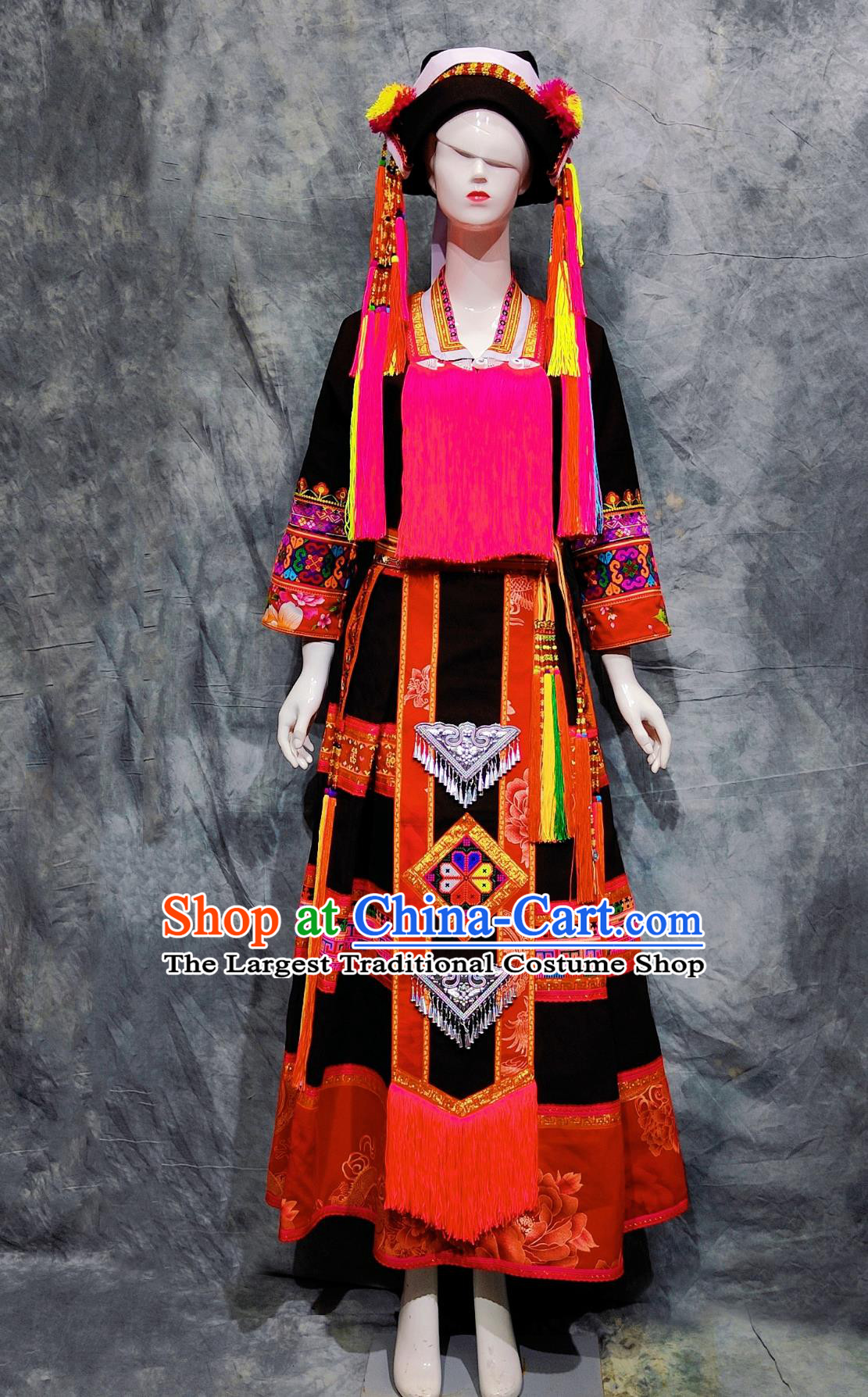 Chinese Ethnic Dance Costume China Yao National Minority Woman Clothing Traditional Guangxi March 3rd Festival Dress